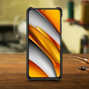 Шкіряна накладка Stenk WoodBacker для Xiaomi Poco F3 Чорна