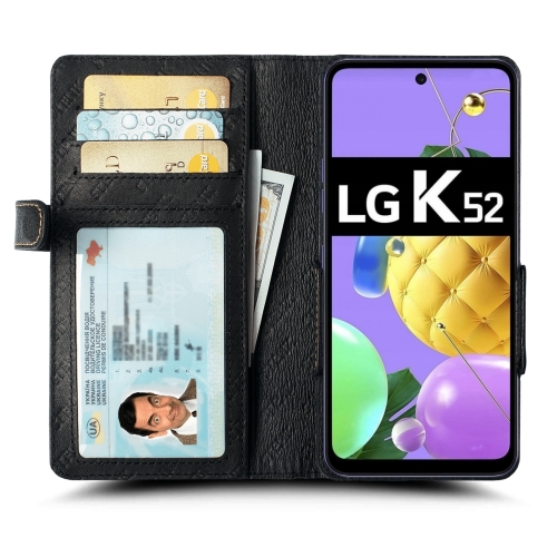 чохол-книжка на LG K52 Чорний Stenk Wallet фото 2