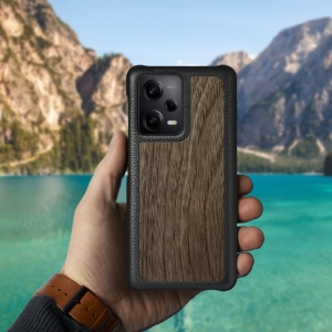 Шкіряна накладка Stenk WoodBacker для Xiaomi Redmi Note 12 Pro 5G Чорний