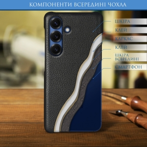 Кожаная накладка Stenk Cover для Samsung Galaxy S25 Черный