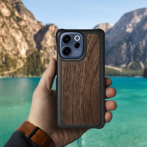 Шкіряна накладка Stenk WoodBacker для OPPO Reno15 FS Чорна