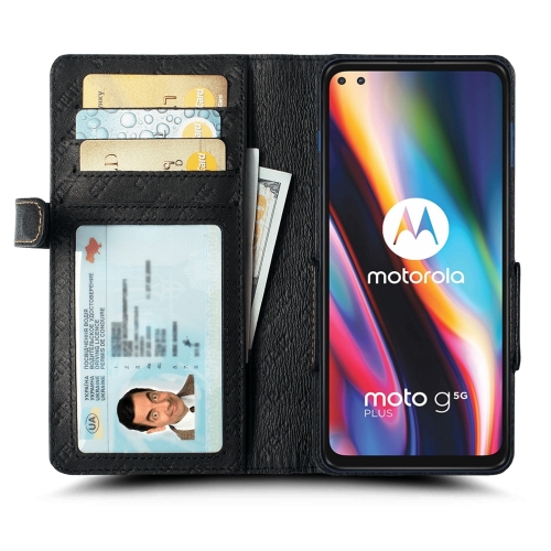 чехол-книжка на Motorola Moto G 5G Plus Черный Stenk Wallet фото 2