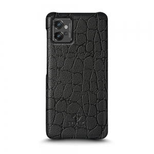 Кожаная накладка Stenk Reptile Cover для Motorola Moto G32 Чёрная