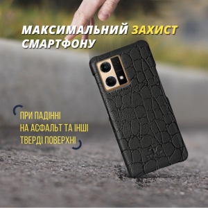 Шкіряна накладка Stenk Reptile Cover для OPPO Reno7 Чорна