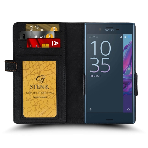 чехол-книжка на Sony Xperia XZ Черный Stenk Wallet фото 2