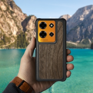 Шкіряна накладка Stenk WoodBacker для Infinix Note 30i Чорний