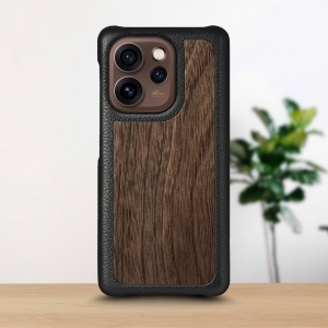 Шкіряна накладка Stenk WoodBacker для OPPO Reno15 Pro Чорна