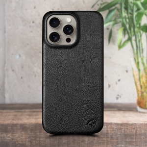 Кожаная накладка Stenk Cover для Apple iPhone 15 Pro Чёрная
