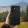 Кожаная накладка Stenk Reptile Cover для Apple iPhone 16 Plus Черный