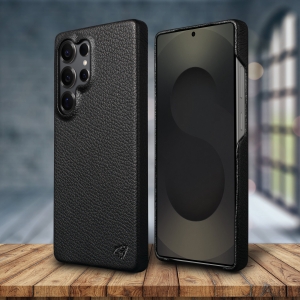 Кожаная накладка Stenk Cover для Samsung Galaxy S25 Ultra Черный