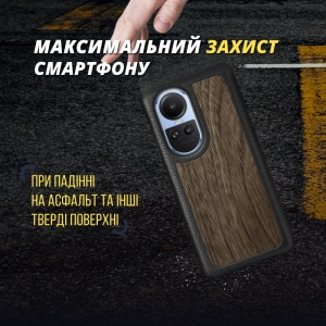 Шкіряна накладка Stenk WoodBacker для OPPO Reno10 Чорна