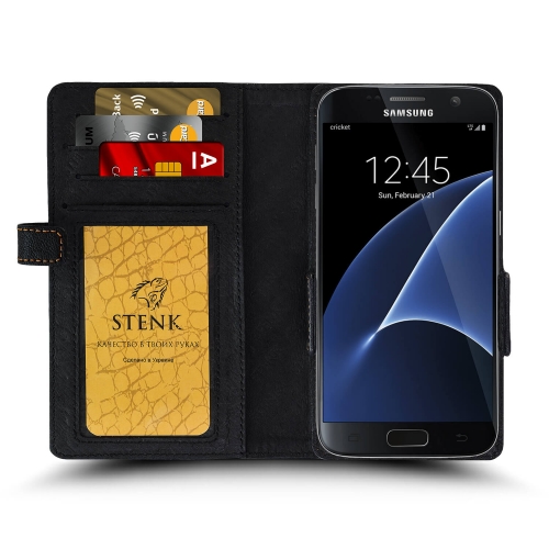 чехол-книжка на Samsung Galaxy S7 edge Черный Stenk Wallet фото 2