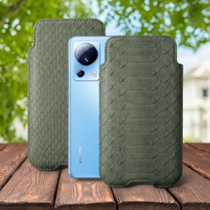 Футляр Stenk Sportage Python для Xiaomi 13 Lite Оливковый