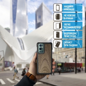 Шкіряна накладка Stenk WoodBacker для OnePlus 9 Pro Чорна