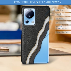 Кожаная накладка Stenk Cover для Xiaomi 13 Lite Чёрная