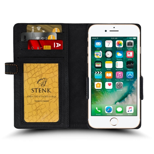 чехол-книжка на Apple iPhone 7 Plus Черный Stenk Wallet фото 2