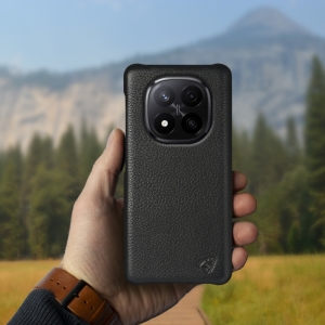 Кожаная накладка Stenk Cover для Xiaomi Redmi Note 14 Pro Plus 5G Черный