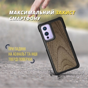 Шкіряна накладка Stenk WoodBacker для OnePlus 9 Чорна