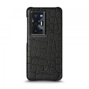 Кожаная накладка Stenk Reptile Cover для Vivo X70 Pro Plus Чёрная