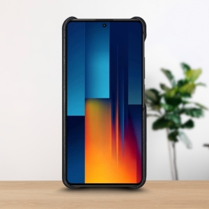 Шкіряна накладка Stenk WoodBacker для Xiaomi Poco M6 Pro 4G Чорна