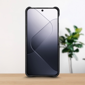 Шкіряна накладка Stenk WoodBacker для Xiaomi 14 Чорна