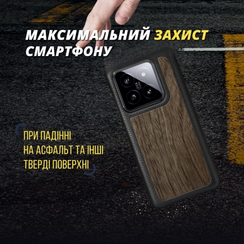 бампер на Xiaomi 14 Черный Stenk WoodBacker фото 4