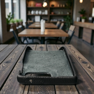 Кожаная накладка Stenk WoodBacker для Motorola Moto G Power (2026) Чёрная