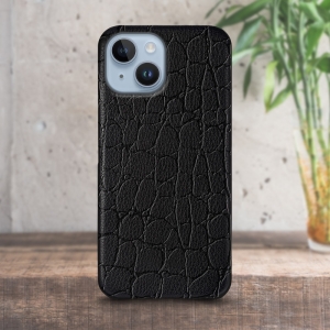 Кожаная накладка Stenk Reptile Cover для Apple iPhone 14 Чёрная