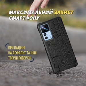 Шкіряна накладка Stenk Reptile Cover для Xiaomi 12T /12T Pro Чорна