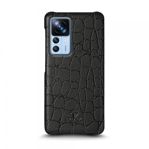 Шкіряна накладка Stenk Reptile Cover для Xiaomi 12T /12T Pro Чорна