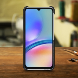 Кожаная накладка Stenk Cover для Samsung Galaxy A05s Чёрная