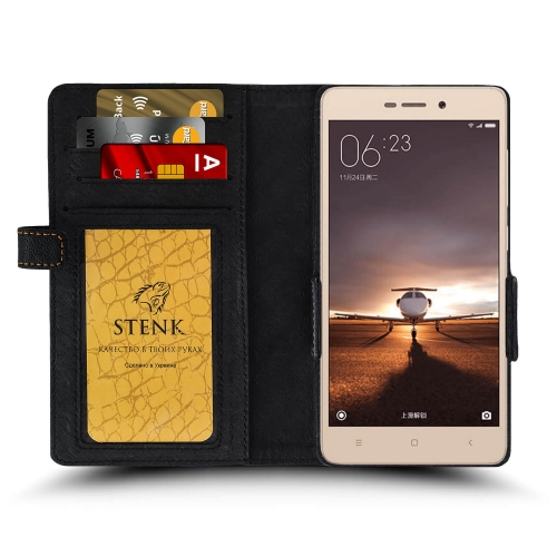 чехол-книжка на Xiaomi Redmi 3 Черный Stenk Wallet фото 2