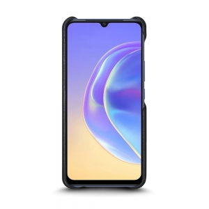 Кожаная накладка Stenk Cover для Vivo V21e 4G Чёрная