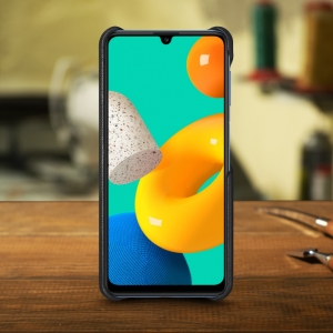 Шкіряна накладка Stenk WoodBacker для Samsung Galaxy M32 Чорна