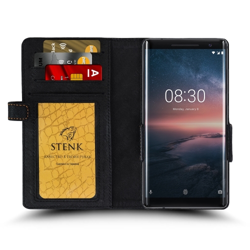 чехол-книжка на Nokia 8 Sirocco Черный Stenk Wallet фото 2