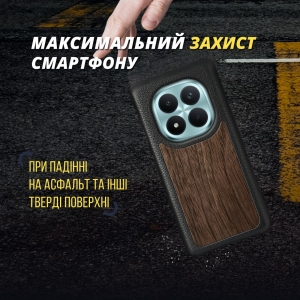 Шкіряна накладка Stenk WoodBacker для Xiaomi Poco M8 Pro Чорна