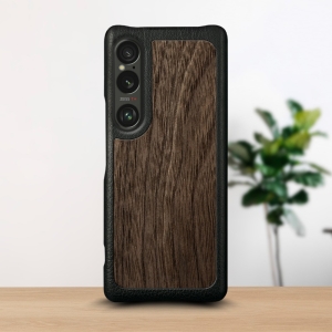 Кожаная накладка Stenk WoodBacker для Sony Xperia 1 VI Черный