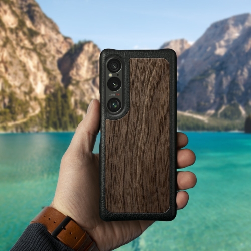 бампер на Sony Xperia 1 VI Черный Stenk WoodBacker фото 3