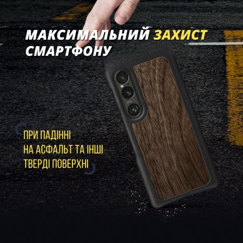 бампер на Sony Xperia 1 VI Черный Stenk WoodBacker фото 4