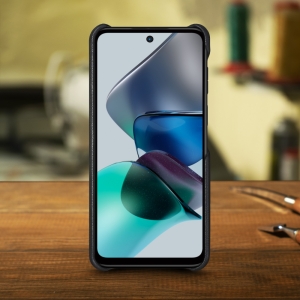 Кожаная накладка Stenk Cover для Motorola Moto G23 Чёрная