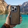 Кожаная накладка Stenk WoodBacker для TECNO Spark 20 Pro Чёрная