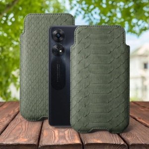 Футляр Stenk Sportage Python для OPPO Reno8 T Оливковый