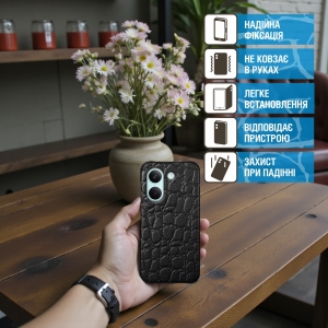 Кожаная накладка Stenk Reptile Cover для Xiaomi Poco X8 Pro Черный