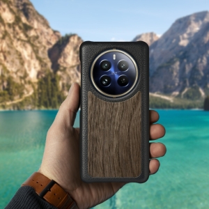 Шкіряна накладка Stenk WoodBacker для Realme 12 Pro Чорна