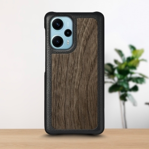 Шкіряна накладка Stenk WoodBacker для Xiaomi Poco F5 Чорна