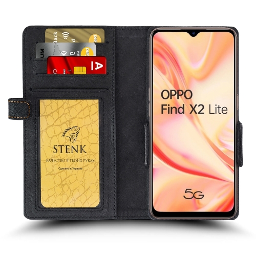 чехол-книжка на OPPO Find X2 Lite Черный Stenk Wallet фото 2
