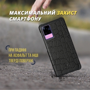 Шкіряна накладка Stenk Reptile Cover для Vivo V21e 4G Чорна