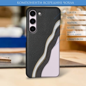 Кожаная накладка Stenk Cover для Samsung Galaxy S23 Plus Чёрная