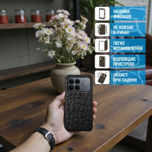 Шкіряна накладка Stenk Reptile Cover для Xiaomi Poco F8 Ultra Чорна