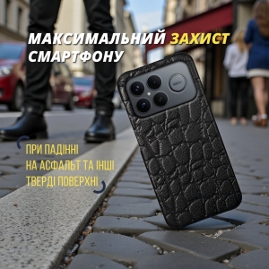 Шкіряна накладка Stenk Reptile Cover для Xiaomi Poco F8 Ultra Чорна